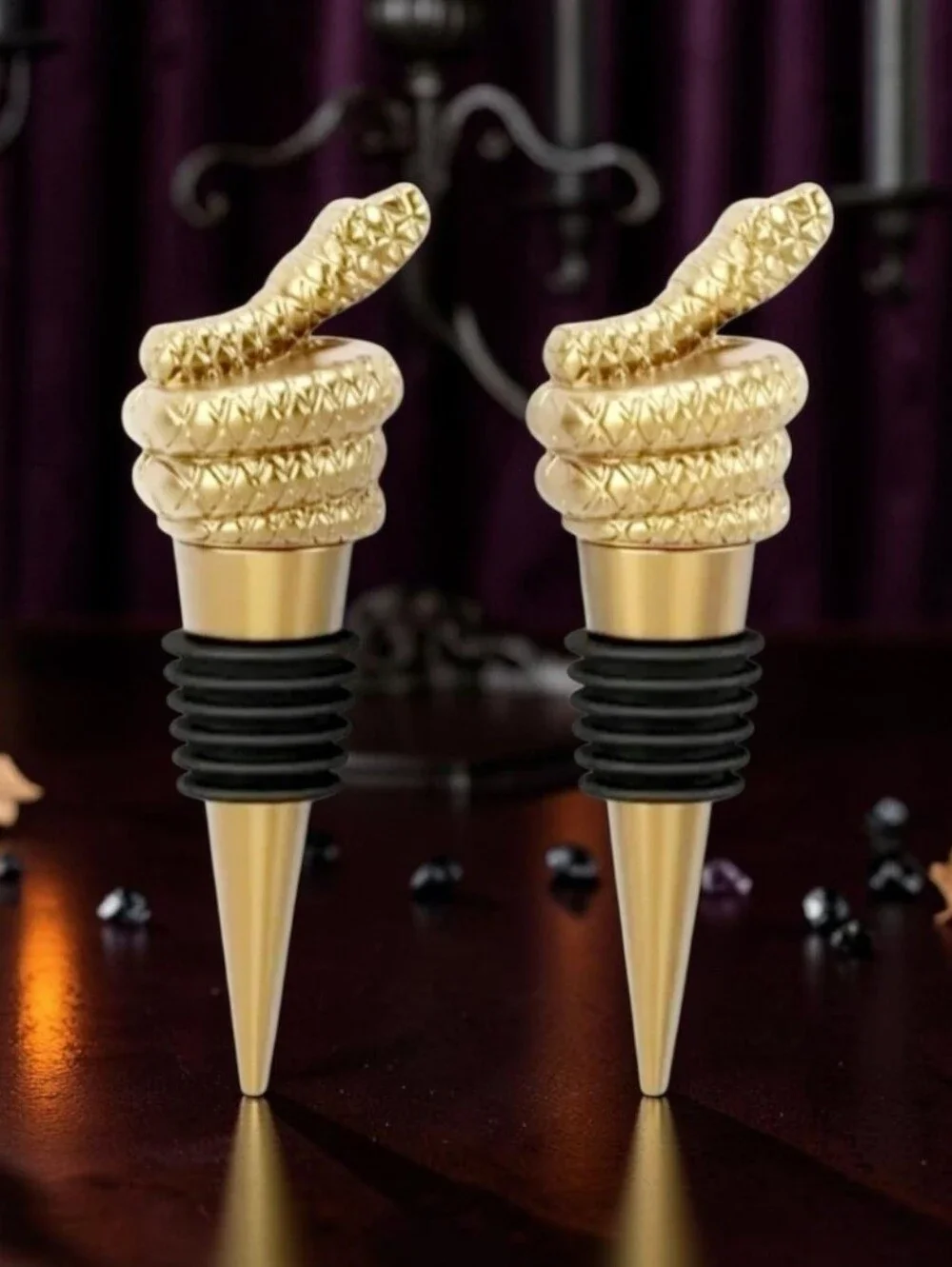 Threshold Brand Elegant Gold Snake Bottle Stoppers 2-Pc Set Halloween collection